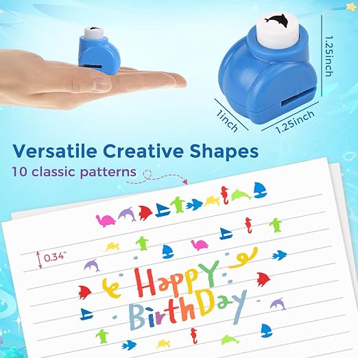 LOVEINUSA 10-Piece Sea Animal Shaped Craft Punch Set for DIY Crafting, Scrapbooking, Journaling, Greeting Cards, Photo Albums, Envelope Punch Board and Festival DIY Paper Projects
