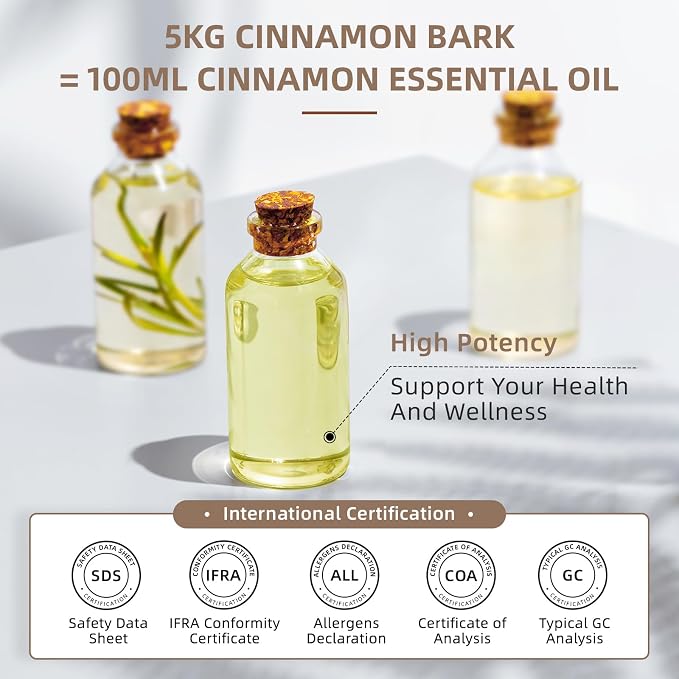 HIQILI Cinnamon Bark Essential Oil for Versatile DIY, Diffuser & Skin