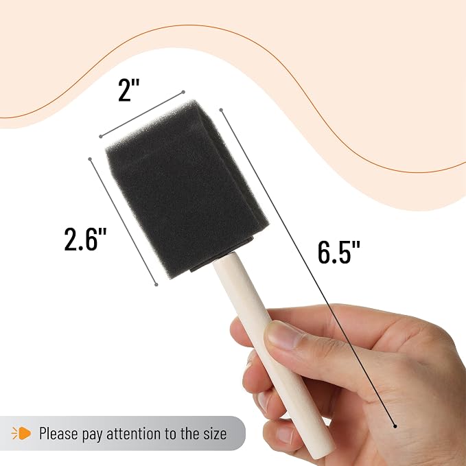 Bates- Foam Paint Brushes, 2 Inch, 75 Pack, Black Foam Brushes for Painting with Lightweight Wooden Handles