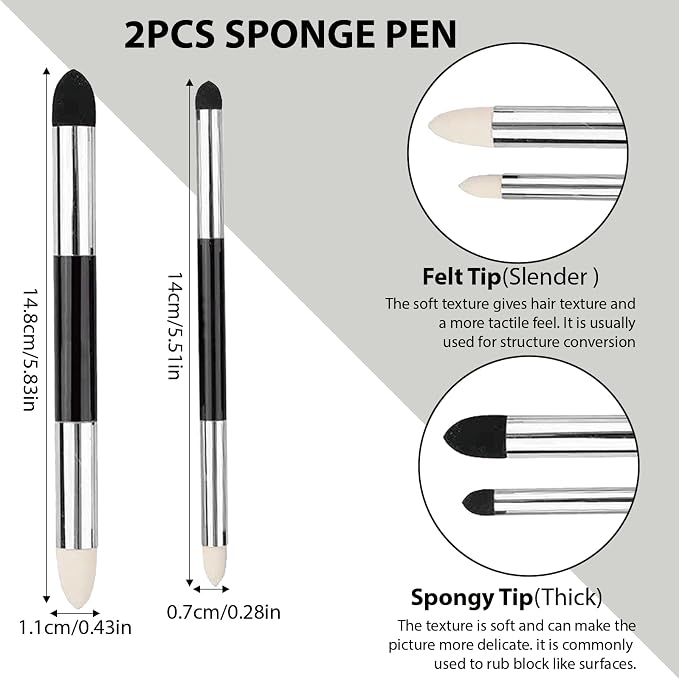 N NOROCME 10 PCS Blending Stumps,Sponge Pens and Sandpaper Pencil Sharpener | Kneaded Eraser,Tortillions Paper Art Blenders,Washable Reusable,for Student Artist Charcoal Sketch Drawing