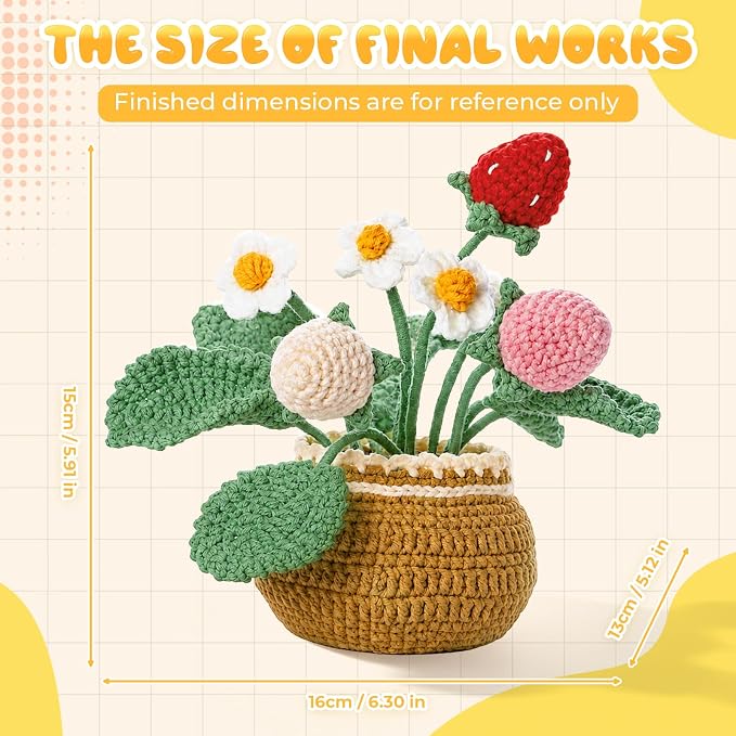 Crochet Kit for Beginners, Crochet Plant Kit,Knitting Kit(Strawberry)