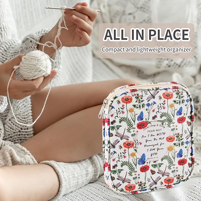 Crochet Hook Case, Portable Zipper Storage Organizer Bag for Crochet Needles/Knitting Accessories, Lightweight Crochet Hook Kit Tools, Easy to Hold(No Accessories Included). Dragonfly