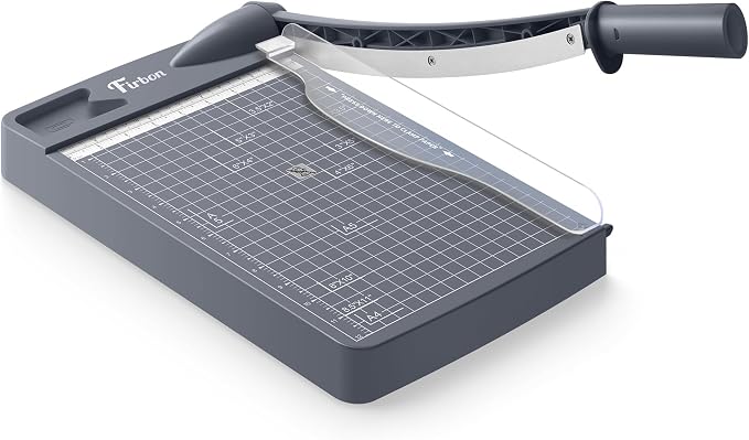 Firbon 12 Inch Guillotine Paper Cutter, Heavy Duty Paper Trimmer, Gray | 12-Sheet Capacity | Dual Scales | Paper, Cardstock & Photo Trimming | Scrapbooking Crafts | Office, Home & Studio Use