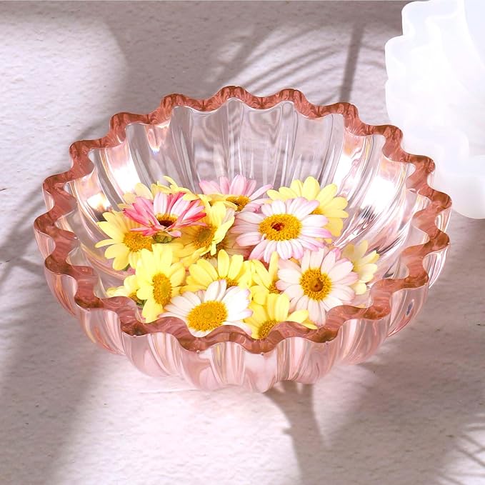 Resin Molds for Bowl, Silicone Flower Tray Mold | 5.24 x 1.65 in Epoxy Resin Molds for jewelry, trinkets and candles; flexible silicone releases cleanly and can be reused