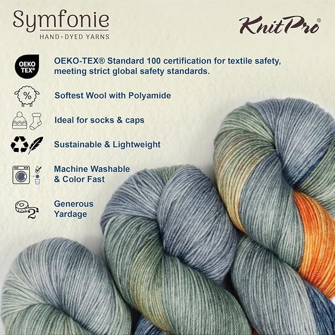 KnitPro Symfonie Fingering Weight Merino Wool Yarn 100g, Newyork Newyork