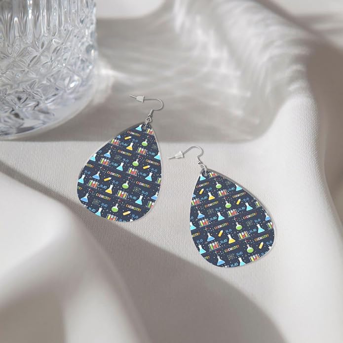 Math Formula Equation Black Drop-Shaped Earrings 2.2 x 1.5 Inches