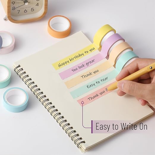 Mr. Pen- Washi Tape Set, 10 Rolls, 5.5 Yards/Roll, Washi Tape for Scrapbook | Arts, Crafts, Journals and Planners, Pastel Harmony