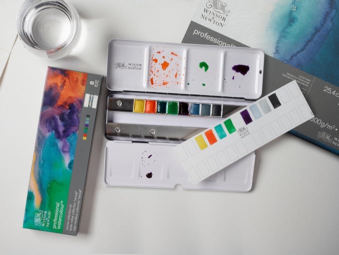 Winsor & Newton Professional Watercolour Paint, Revival, Half Pan Set of 8 | 8 Half Pans, Unrivalled Transparency, Single Pigment Vibrant Colors, Archival Permanence, Heritage Brand, Finest Pigments