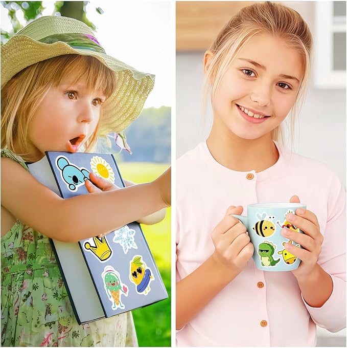 300Pcs Waterproof Vinyl Water Bottle Stickers for Kids Teens, Cute Aesthetic Sticker Packs for Students School Supplies Teacher Prizes Classroom Must Haves