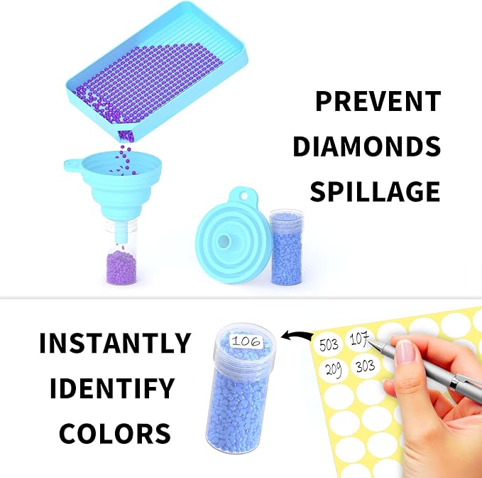 VANSUNS 60 Slots Diamond Painting Storage Containers Kits, Thickened Waterproof Portable Bead Storage Boxes for Diamond Painting Accessories and Tools, Blue