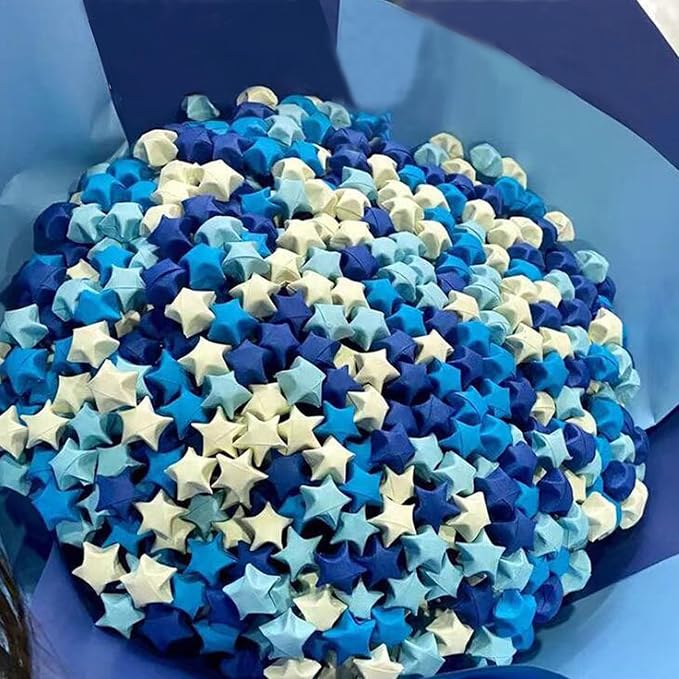 Star Folding Strip Blue Gradient Paper Star Decorative Paper Strip DIY Handicraft (1350 pieces)