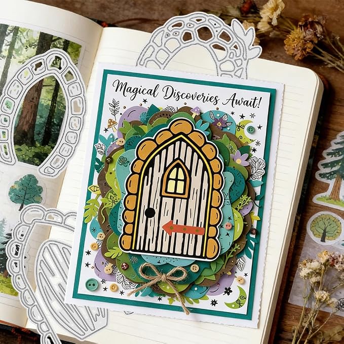 UNICRAFTALE 23Pcs Fairy Door for Tree Cutting Dies for Card Making Elf Door Embossing Die Cuts Carbon Steel Template Metal Greetings Die Cuts for DIY Scrapbooking Album Craft Home Decor