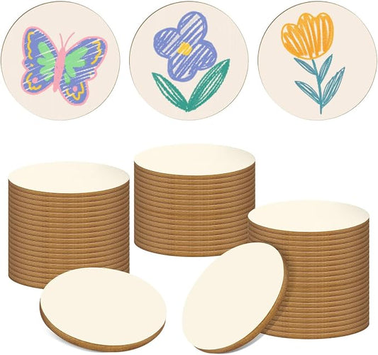 100 Pieces 1.5 Inch Unfinished Wood Circles Round Discs