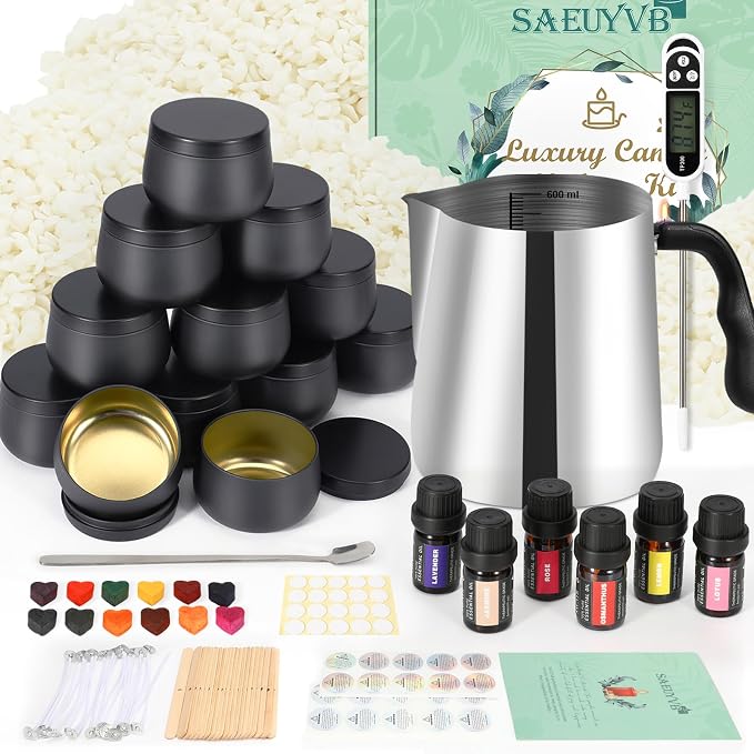 SAEUYVB Candle Making Kit,DIY Starter Soy Candle Making Kit for Adults | Candle Making Supplies with Pouring Pot,Perfect for Making Exquisite Candles as Gifts for Birthdays, Mother's Day, Christmas