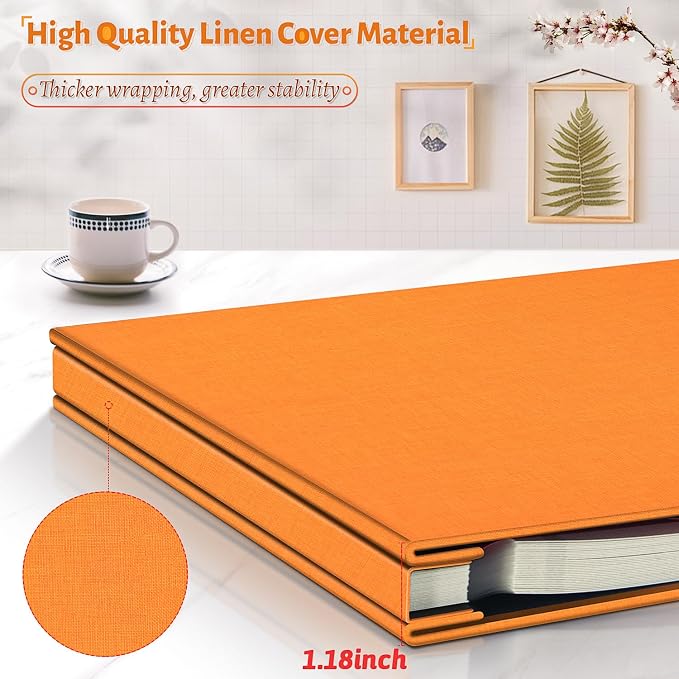 Artfeel Photo Album Self Adhesive Scrapbook,60 Pages Large Photo Book for 4x6,5x7,8x10 Pictures,DIY Album for Baby Wedding Family Travel Birthday,with Metallic Pen and Scraper
