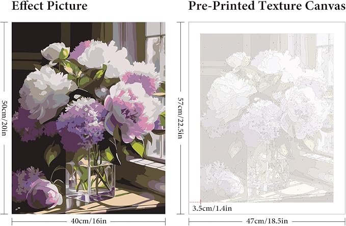 Fountor Flower Paint by Numbers Kit for Adults Beginner 16x20 Inch | DIY Acrylic Painting by Numbers Windowsill Flowers, Without Frame Canvas, Stress Relief Craft Kits, For Home Decor Gift
