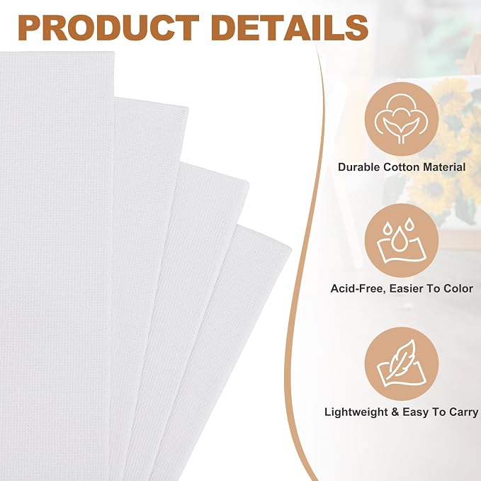 MECCANIXITY Canvas Boards for Painting, 6x6 Cotton Blank Primed Art Canvas Panels Acid-Free for Painting Supplies Oil Acrylic Tempera Watercolor Pouring Paint Artists(White, Pack of 20)
