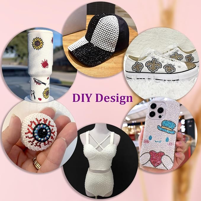 16000Pcs Resin Rhinestones with Tweezers for Crafting, White 2-6mm Mixed Sizes Bedazzling Crystal with 3Pcs 10ml B7000 Jewelry Glue for DIY Crafts Clothing Tumblers Shoes Fabric Nail Art