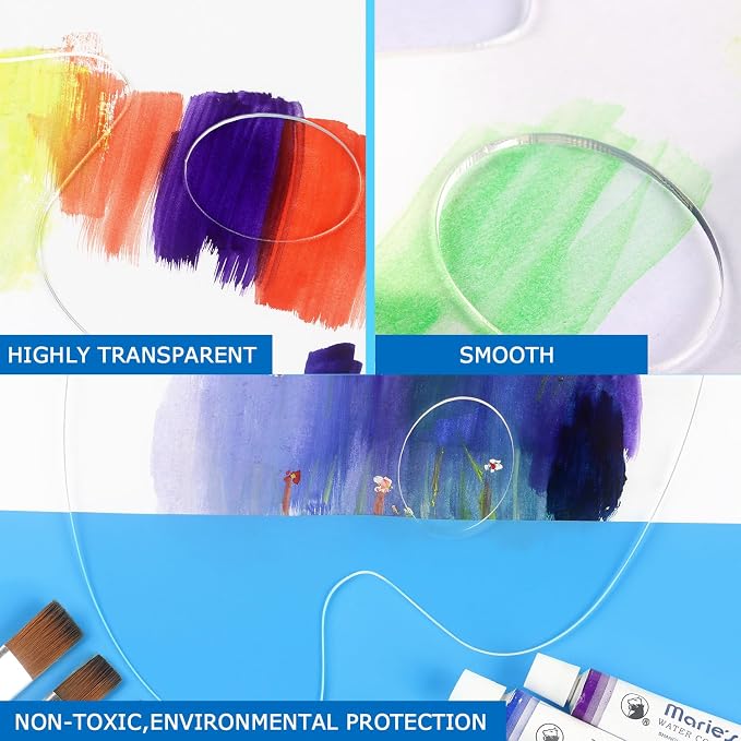 Tamaki 2 Pack Acrylic Paint Palette, Paint Pallet 9.8 x 5.9 Inch | Clear Paint Tray Palette Easy Clean Non-Stick Artist Pallet for Oil Watercolor Craft DIY Art Painting Palette