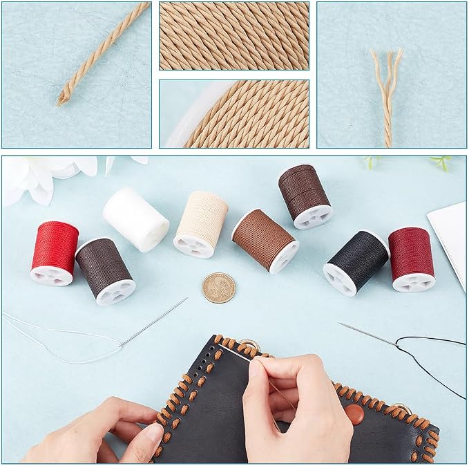 PH PandaHall 108 Yards 9 Colors 1mm Waxed Cords, Waxed Polyester Thread Waxed Beading String Twine for DIY Bracelet Necklaces Waist Beads Jewelry Making Sewing Macrame Supplies, 12 Yards/Roll