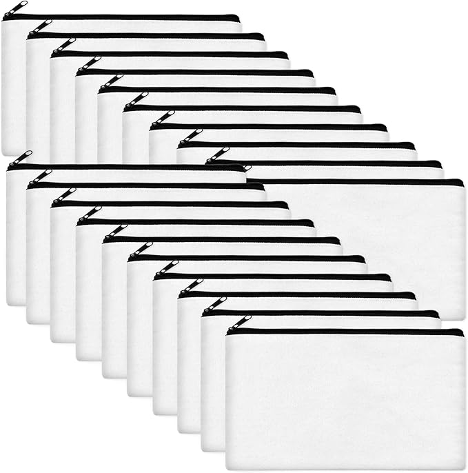 Legigo Blank Canvas Bags Zipper Pouch Makeup Bags Pencil Pouch Bulk | Multi-Purpose, Sturdy Canvas Pouch with Zipper, Cosmetic Travel Toiletry Bag for DIY Crafts, Gifts & Storage, 8.3 x 5 Inch