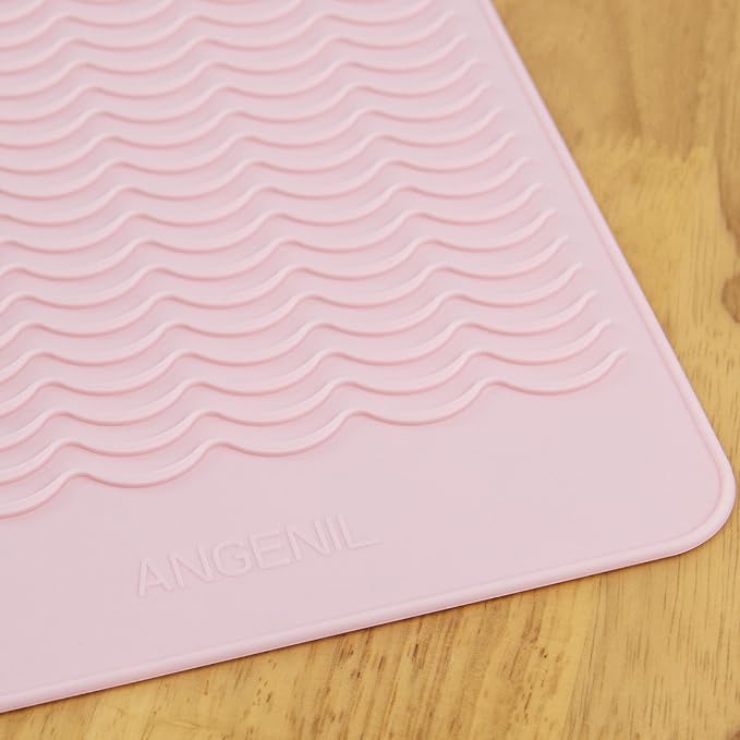 ANGENIL Large Size Silicone Heat Resistant Mat for Curling Iron, Titanium Ceramic Flat Iron Hair Straightener and Hair Curler for Hot Hair Tools Mat Pouch 2-in-1, Iron Scald Accessories, 11.02" x 7.9"