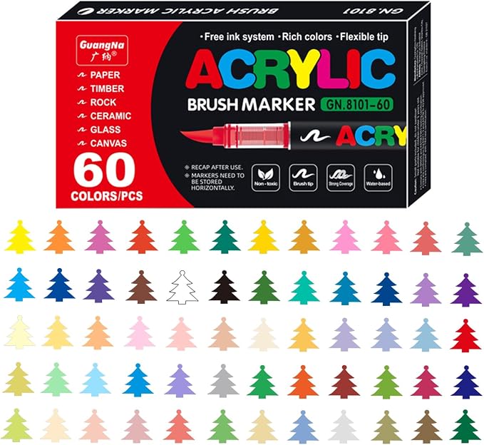 Acrylic Paint Markers, 60 Colors Acrylic Markers Set, Paint Pens