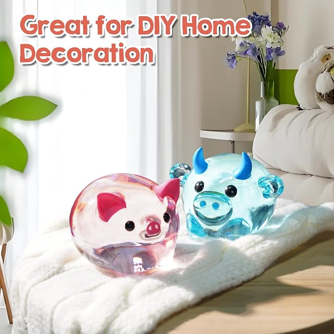 LET’S RESIN Animal Resin Molds, Cute Pig and Cow Figurine Silicone Molds for Epoxy Resin, Large 3D Round Resina Molds for Flowers Preservation, Resina Crafts, Home Desk Decor & Gifts for Animal Lovers