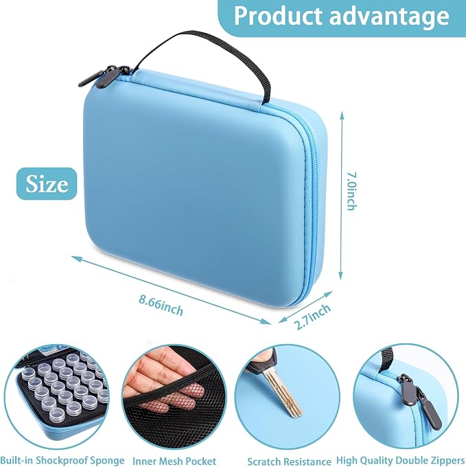 LYMUSUMI Diamond DIY Art Storage 30 Slots Containers | Portable Bead Storage Boxes for Diamond Painting Accessories and Tools for Adults Blue