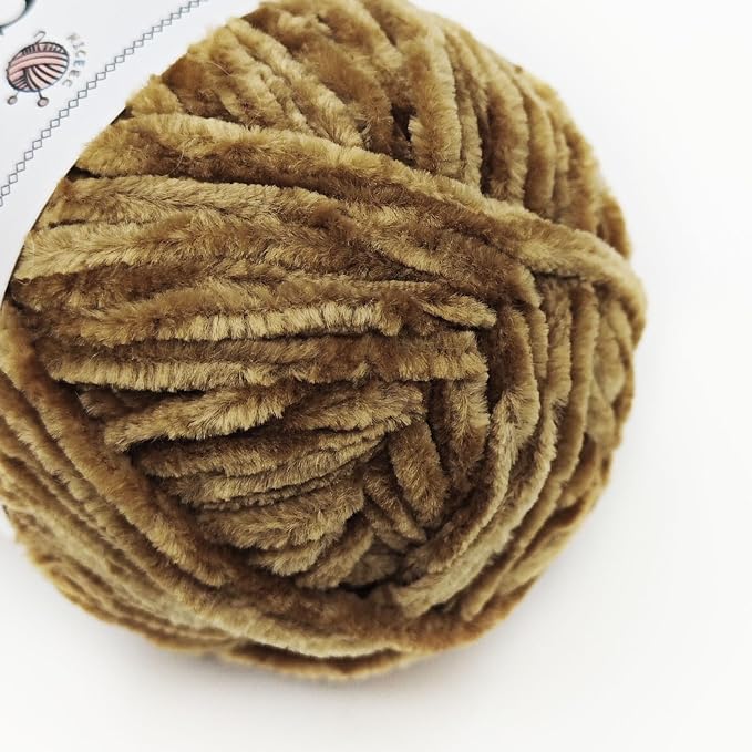 NICEEC 2 Skeins Soft Chenille Yarn 2 x255m (2X 279yds, 3X 150g)_Dark Brown