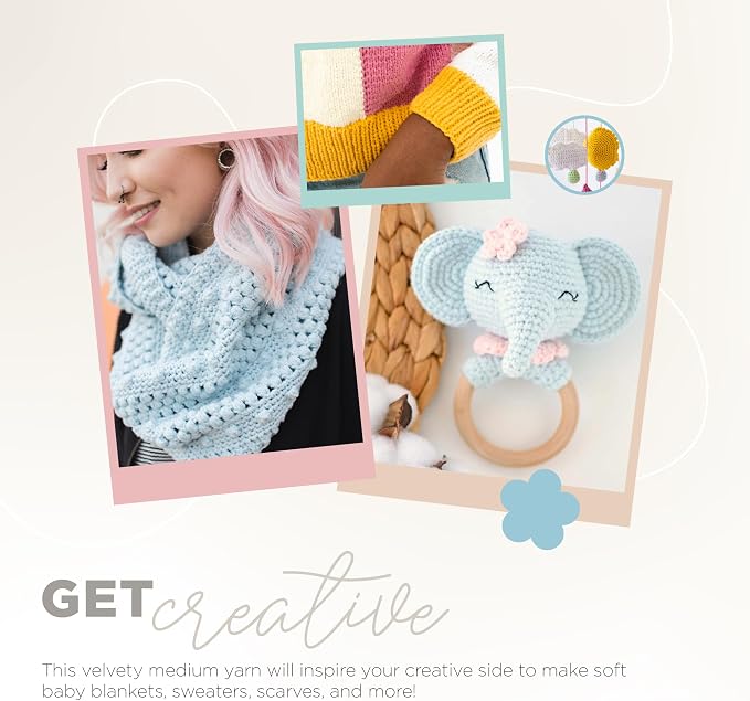 Lion Brand Yarn Feels Like Butta Yarn, Velvety-Soft Yarn for Crocheting and Knitting, 3 Pack, White | Buttery Soft Machine Washable Worsted Weight Knit Fiber for Cuddly Baby Blankets, Warm Sweaters, Smooth Amigurumis