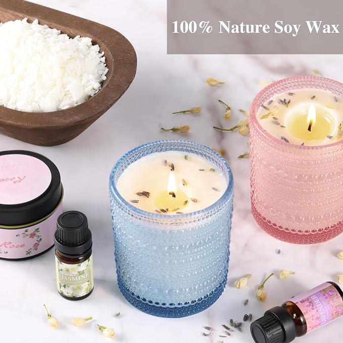 DARJEN Candle Making Kit for Adult, 4 Jars & 4 Tins Soy Wax Scented DIY Set | 100% Soy Wax, 10oz Glass Jars, 4oz Tins, Cotton Wicks, Pleasant Scents, Instruction& More- Perfect as Home Decorations