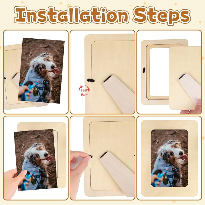 VOKOY 50 Pack Wooden Picture Frames for Crafts, DIY Wood Craft Picture Frames Bulk for 4" x 6" Photos,Unfinished Standing Photo Frames DIY Crafts Wood Decorate for Birthday Party Gifts
