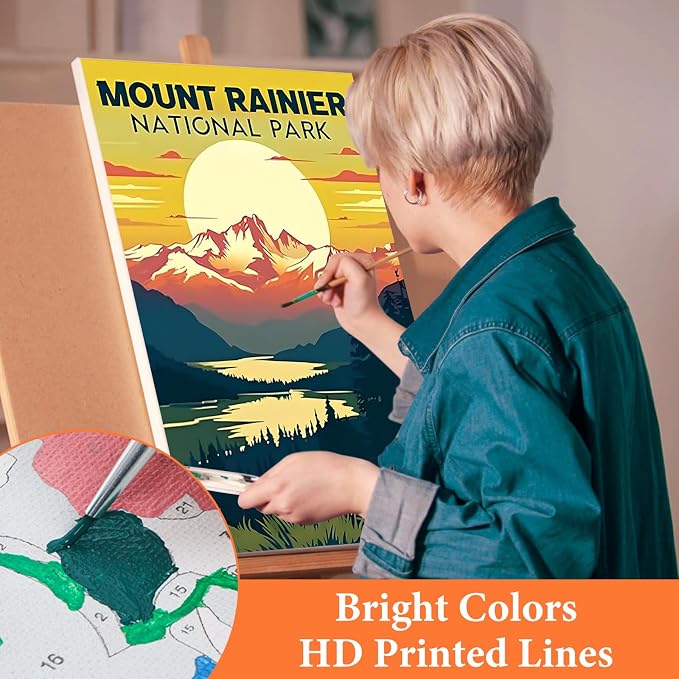 6 Pack Paint by Numbers Kit for Adults Beginner National Park, 8x12 Inch | Without Frame Canvas, DIY Acrylic Painting by Numbers National Parks, Stress Relief Gift, For Home Wall Decor