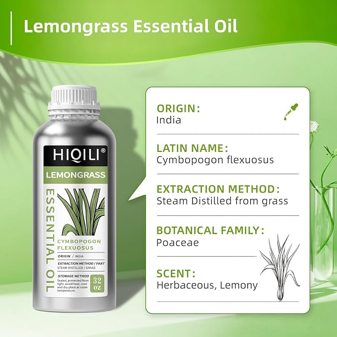 HIQILI Lemongrass Essential Oil Large Capacity for Body Massage