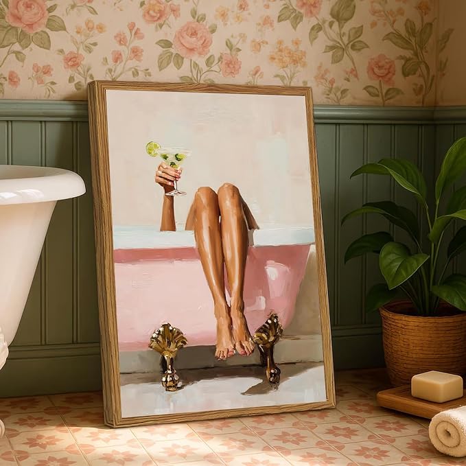 DAZZLEDOTS Diamond Art Kit, Pink Girl Bathroom Diamond Painting Kits