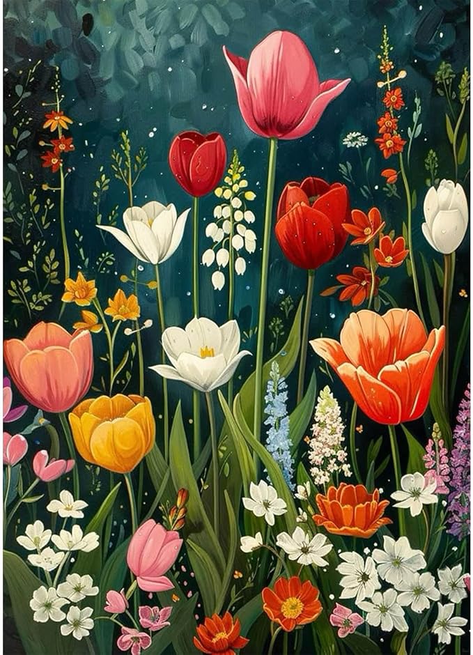 Yanfairy Wildflower Art Painting Kits for Adults, Full Drill Diamond Dots Paintings for Beginners, Round 5D Paint with Diamonds Pictures Gem Art Painting Kits DIY Crafts Kits 12x16inch