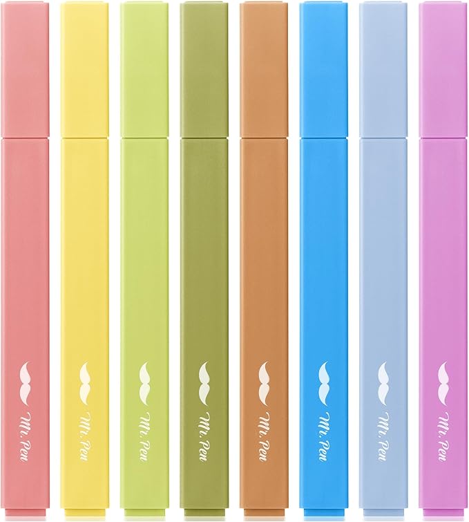 Mr. Pen- Aesthetic Highlighters No Bleed, 8 Pack, Assorted Colors | Chisel Tip, Cute Highlighters Assorted Colors for Journaling, Highlighting, Underlining, Fast Dry, Back to School Supplies
