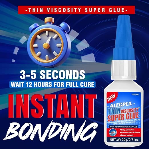 ALECPEA Thin CA Glue 20g, Cyanoacrylate Super Glue with 3 Droppers