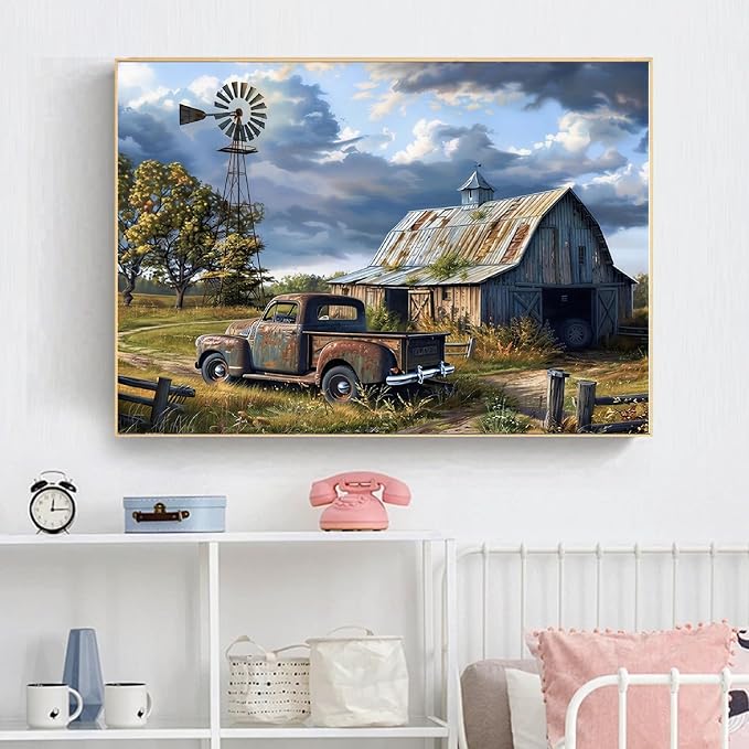 Rural Scenery Paint by Numbers Kit for Adults,Color By Numbers for Adults | Decor Painting by Number On Canvas, Paint Number Artist Funny Without Frame DIY, Home Wall Decor, 12x16in