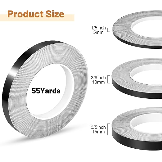 Zonon Black Washi Tape for Wall Decor Self Adhesive 5/10/15mm