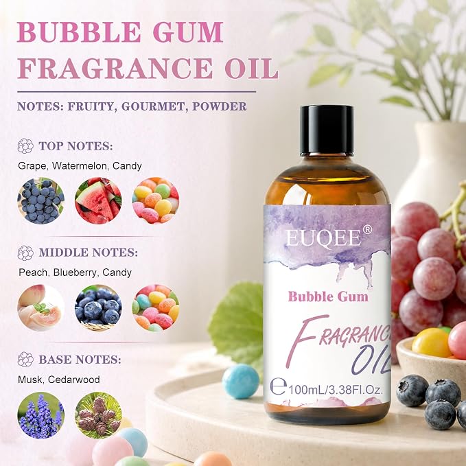 EUQEE Bubble Gum Fragrance Oil 100ML/3.38 Fl Oz Sweet Scent for Diffuser