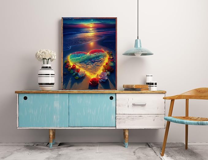 Heart Beach Diamond Painting Kits for Adults, Diamond Art Kits for Adults