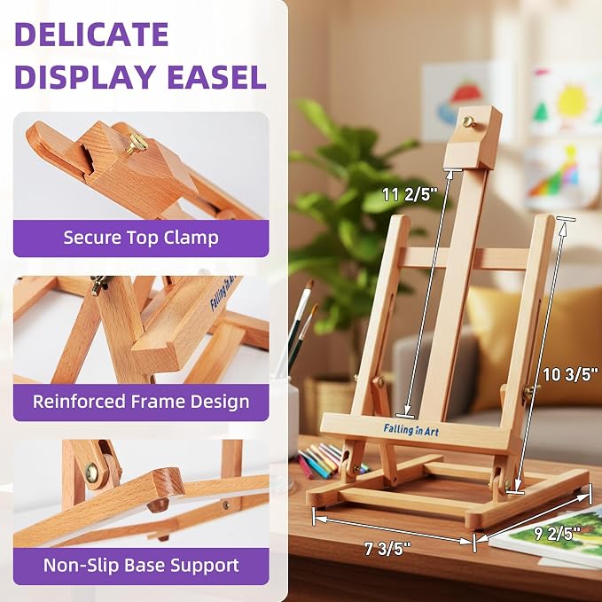 Falling in Art 46 Pcs Kids Acrylic Painting Set with Table Easel, Purple | Art Painting Kit with Paints, Canvas, Paintbrushes, Canvas Supplies Kit for Kids, Adults, Beginners, and Artists