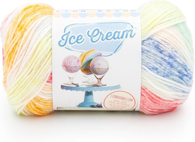 Lion Brand Yarn, Ice Cream Crochet Yarn, Turtle Tracks, Multicolor, 1 Pack