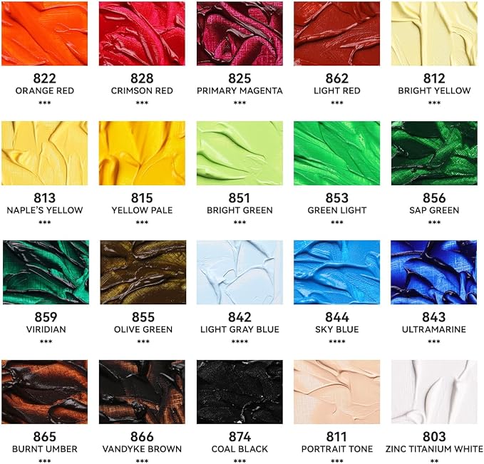 Paul Rubens Oil Paint, 20 Vibrant Colors*50 ml Large Professional Tubes | Oil Colors with High Saturation, Creamy Texture and Consistency, Art Supplies for Artists, Students, Beginners-B Set