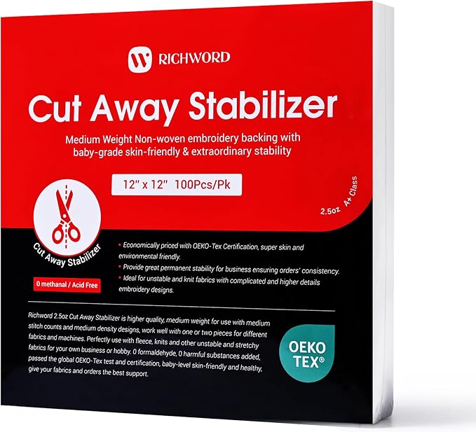 Poolin 2.5OZ Cut Away Stabilizer 12" x 12" 100 Sheets