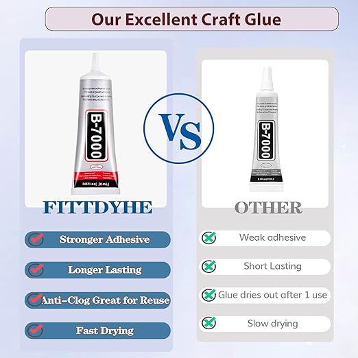 B7000 Jewelry Glue for Making, FITTDYHE 1PCS 50ML/1.69 fl oz Clear Adhesive for Rhinestone, Fabric, Multipurpose Super B-7000 for Phone Repair, Nail Art, Wood, Glass, Charms