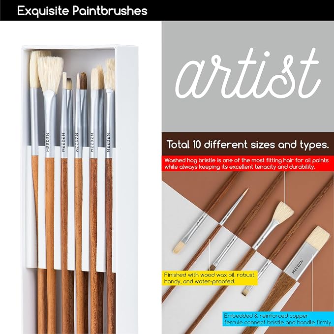 MEEDEN Art Oil Painting Kit: 37Pcs All-in-One Oil Supplies with Easel Box | Professional Oil Paint Kit with 60ml Oil Paint Set, Paint Brushes, Palette Knives, Canvases, for Adults Artists Beginners