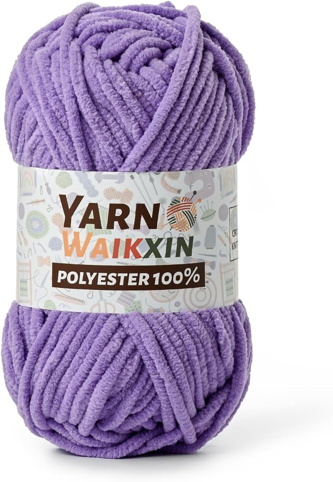 Purple Soft Chenille Yarn for Crocheting, Fluffy Chunky Crochet Yarn for Baby Blanket, (3.52oz/131yds) Fuzzy Velvet Yarn for Amigurumi&DIY Puzzle、Crafts、Scarf